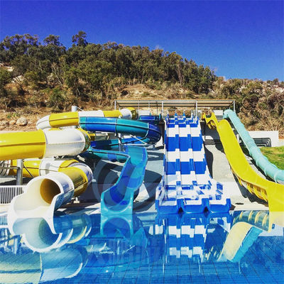سعر جيد FRP Resort Water Slide Combo Children Adults Big Pool Water Slides وافق RoHS الانترنت