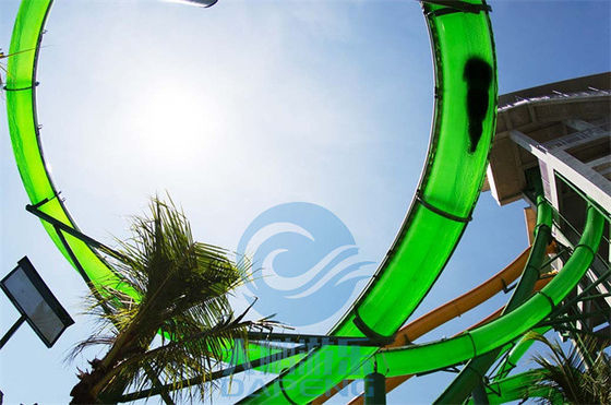 Transparent Aqualoop Water Slide 16m Green Adult Freefall Twist Water Slide