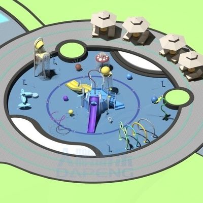 ألعاب مياه تصميم جديد المربع الملعب في الهواء الطلق المنتزه المائي الصغير المعدات الحديثة للأطفال
