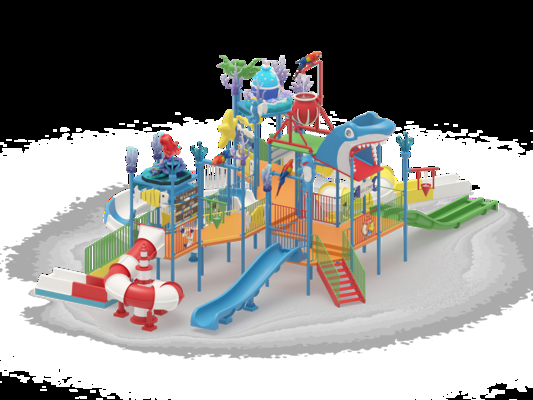 منزل ملاهي مائية من الألياف الزجاجية على طراز المحيط مع زينة حيوانات بحرية آمنة للأطفال