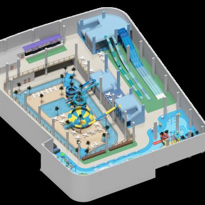 2500 متر مربع من المنتزه المائي الداخلي مزدوج الطبقات مشروع تصميم لكل الأعمار