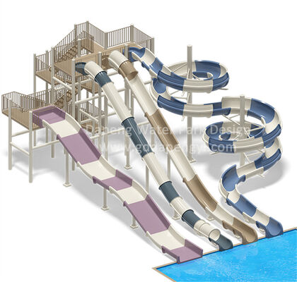 Aqua Park Water Play Equipment 7 Meters High Water Slide Cluster Hill Curve Fibergass Swimming Pool Slide