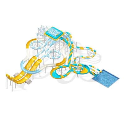 جودة Commercial 12m Height Water Slide Fiberglass Rainbow Color Water Park Equipment Adult Game مصنع